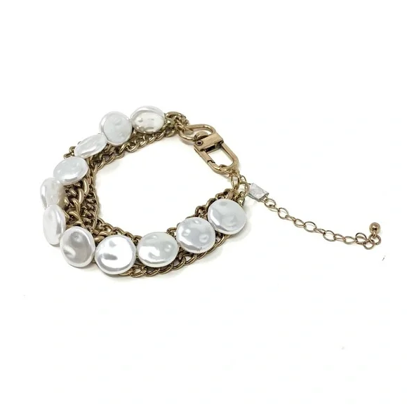 New Free People Moon Pearl Gold Chain Statement Anklet - Picture 3 of 5